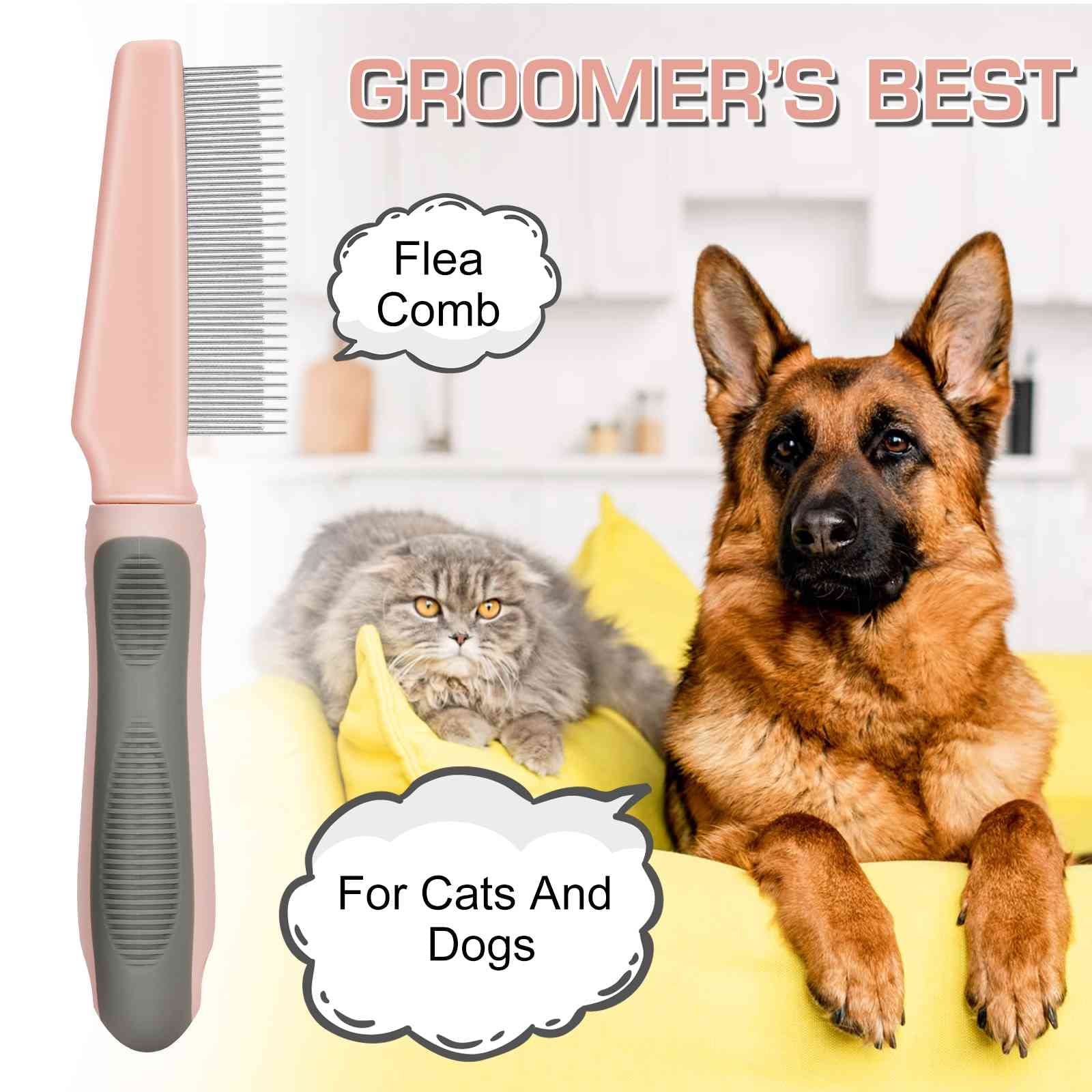 UrbanX Best fine-toothed Flea Comb for Doxle and Other Medium Size Mixed Breed Dogs Dogs Coat Type