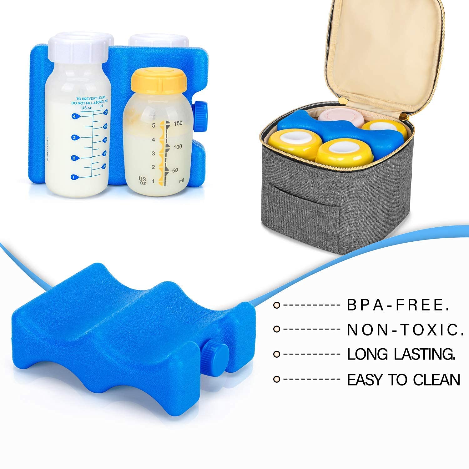 Teamoy Breast Pump Bag with Teamoy Breastmilk Cooler Bag and Two Ice Pack, Gray