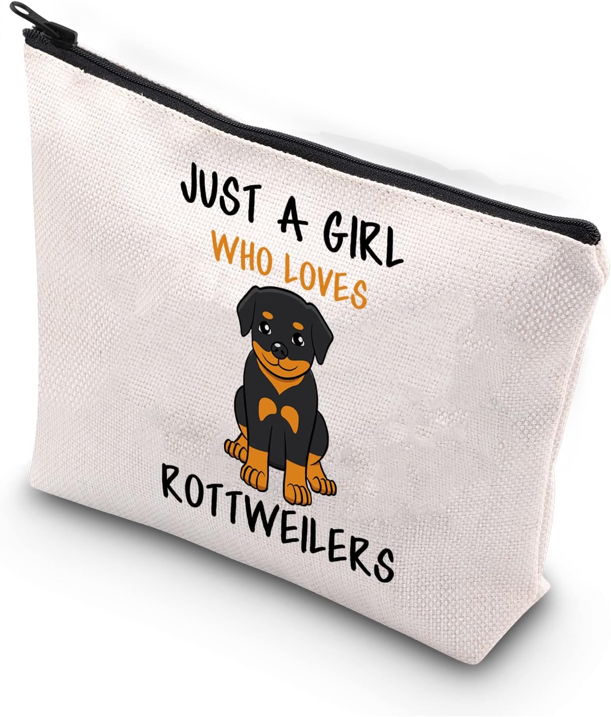 PLITI Rottweilers Makeup Bag for Dog Mom Dog Lover Gift Just a Girl Who Loves Rottweilers Funny Rottie Dog Lover Gift(Girl Loves rottweilersU)