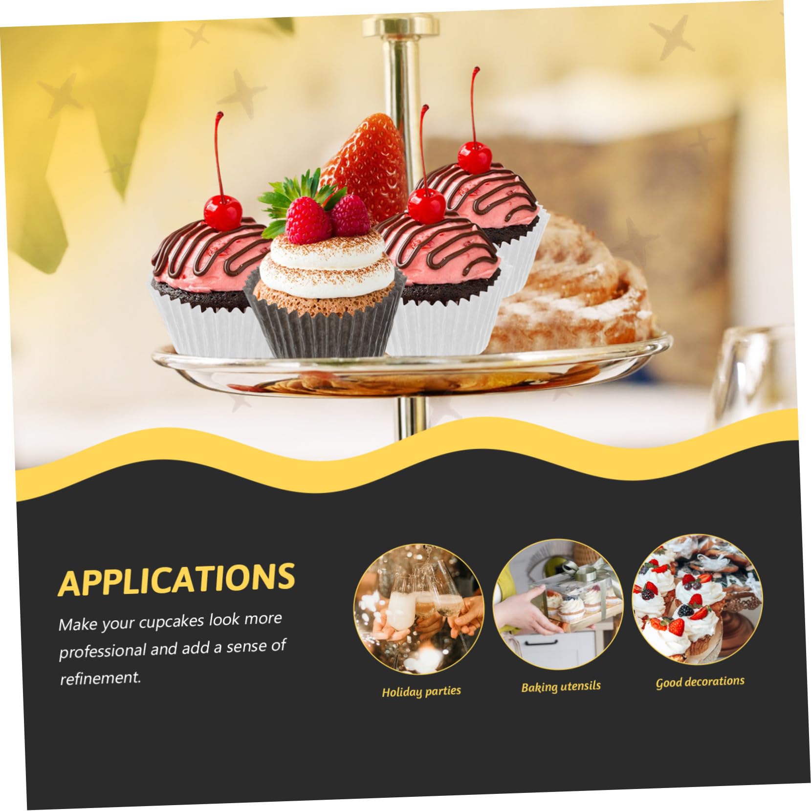 ULTECHNOVO Capacillos de Papel Resistente Grasa sin Olor para Cupcakes Grandes 1000 Piezas Ideales para Hornear y Decorar Postres en Bodas y Celebraciones