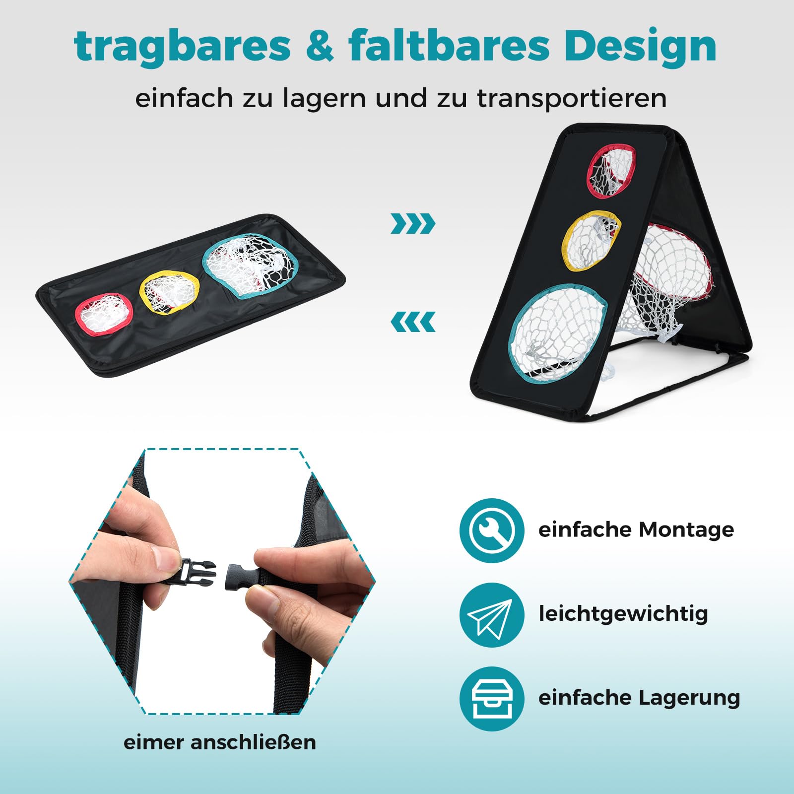 COSTWAY Golf Chipping Netz, doppelseitiges Übungsnetz tragbar & faltbar, Golfnetz aus Oxford-Gewebe mit 5 Zielzonen & dreieckige Struktur, Golf Zielnetz Trainingsnetz für Indoor & Outdoor