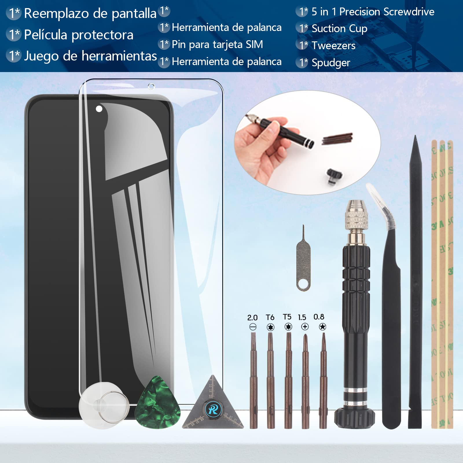 RongZy para Xiaomi Poco M3 Pro 5G M2103K19PG M2103K19PI LCD+Pantalla Táctil Digitalizador Asamblea Reemplazo +Reparación Herramientas(Negro con Marco)