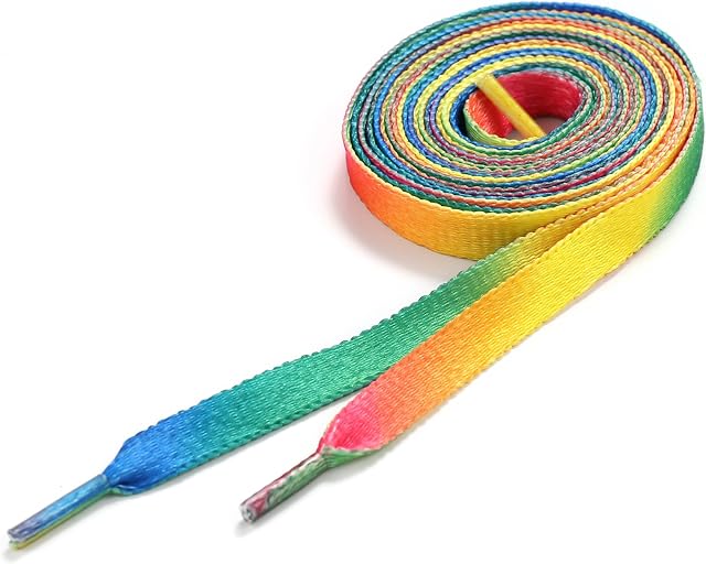 We Show Pride Rainbow Shoelaces Flat Coloured Replacement Colour Skate Universal Sports Unisex Shoe laces (11mm x 120cm)