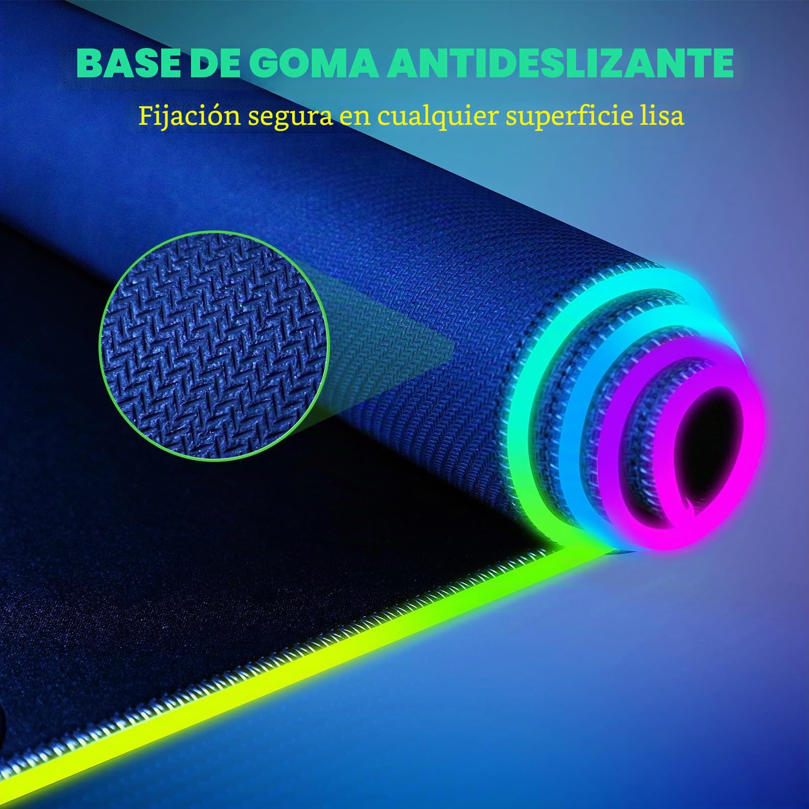 Alfombrilla de ratón RGB Gaming 15W Qi Mousepad LED, 10 modos de iluminación con carga rápida de 15W Qi carga inalámbrica para I-Phone teléfono móvil, auriculares, impermeable, antideslizante para