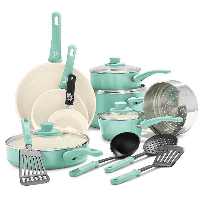 GreenLife Soft Grip 16 Piece Cookware Set
