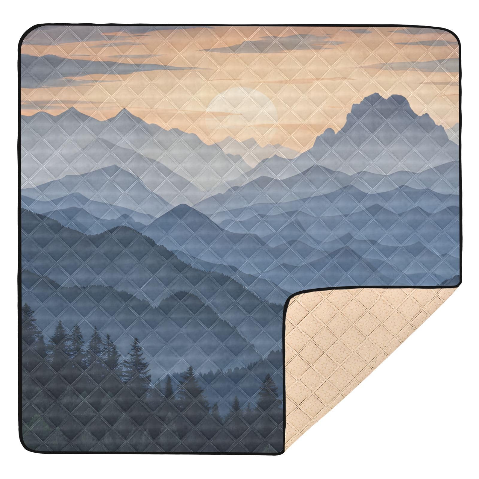 Tapis de jeu pour bébé Nature Mountain au sol 127x127 cm pliable et souple