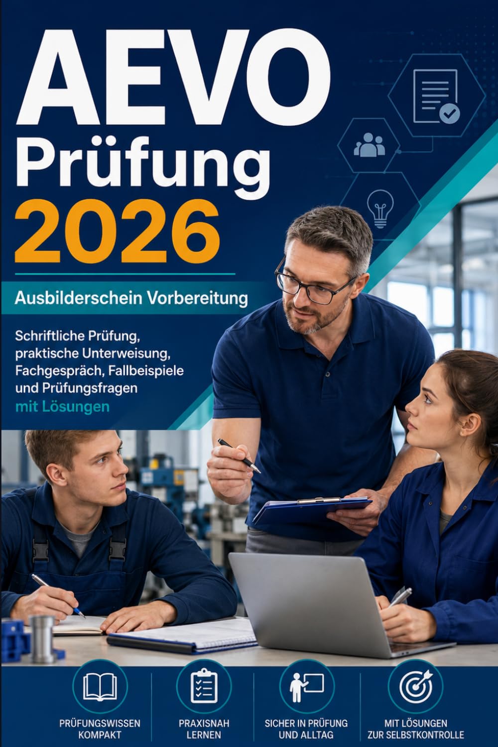 AEVO Prüfung 2026 — Ausbilderschein Vorbereitung: Schriftliche Prüfung, praktische Unterweisung, Fachgespräch, Fallbeispiele und Prüfungsfragen mit Lösungen