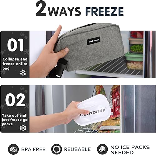 Miniatura 5 de Bolsa térmica pequeña congelable, bolsa de almuerzo pequeña mejorada de tamaño más grande aislada con bolsa de hielo, bolsa térmica para aperitivos