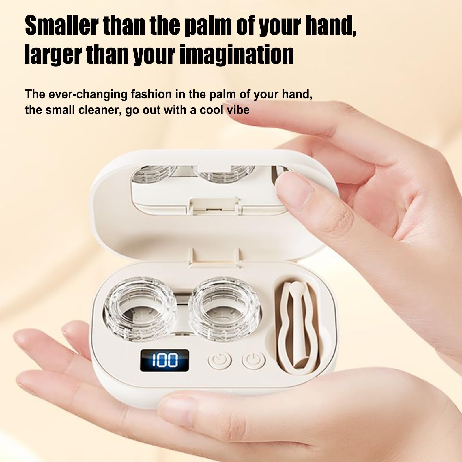 Ultrasonic Contact Lens Cleaner Machine, Electric Cleaning Case with Digital Display, Portable Ultrasonic Eyeglass Lens Cleaner Machine for Gym, Travel, Home, ContactLens Applicator Tool — view 8