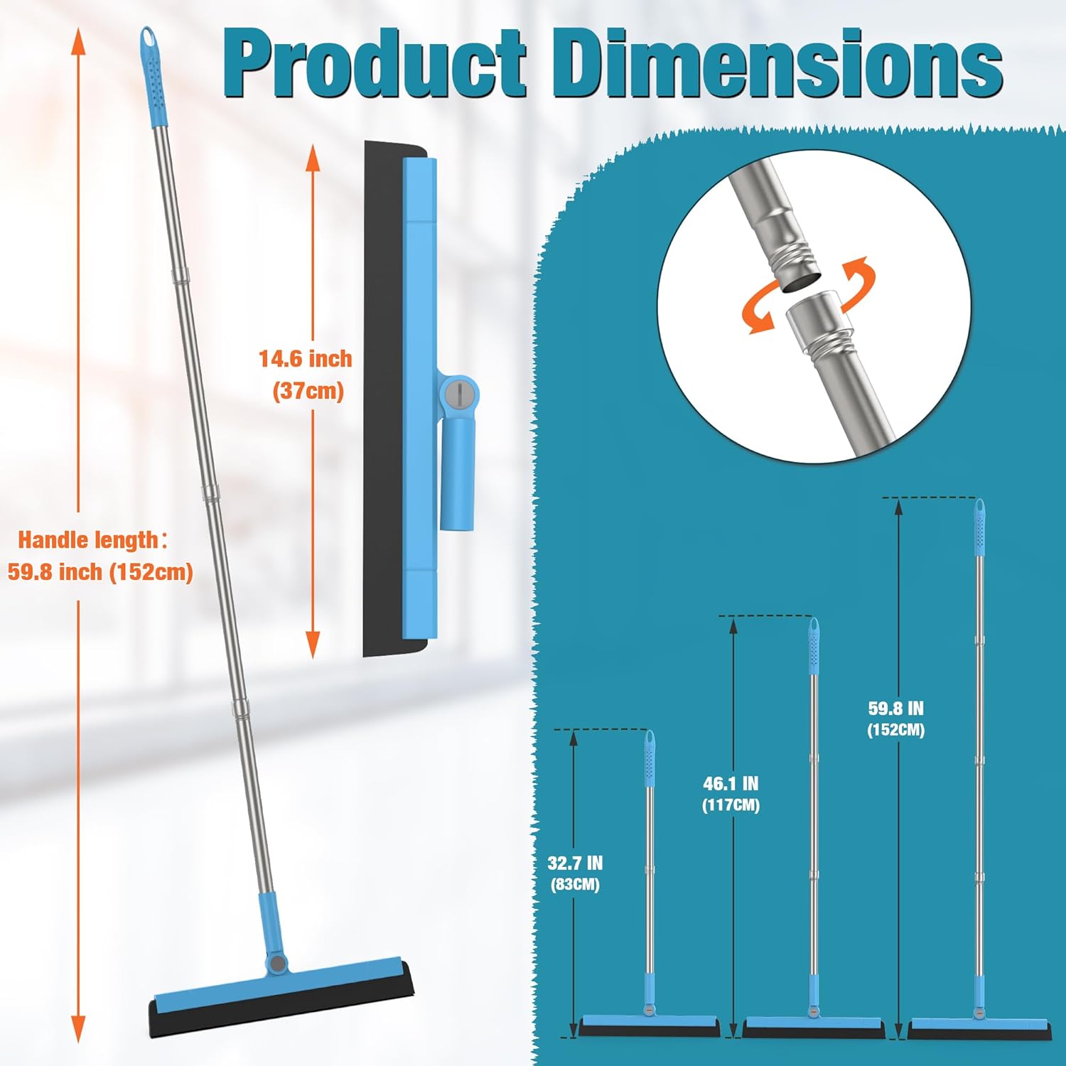 Floor Squeee Adjustable 59'' Long Handle Profal Floor