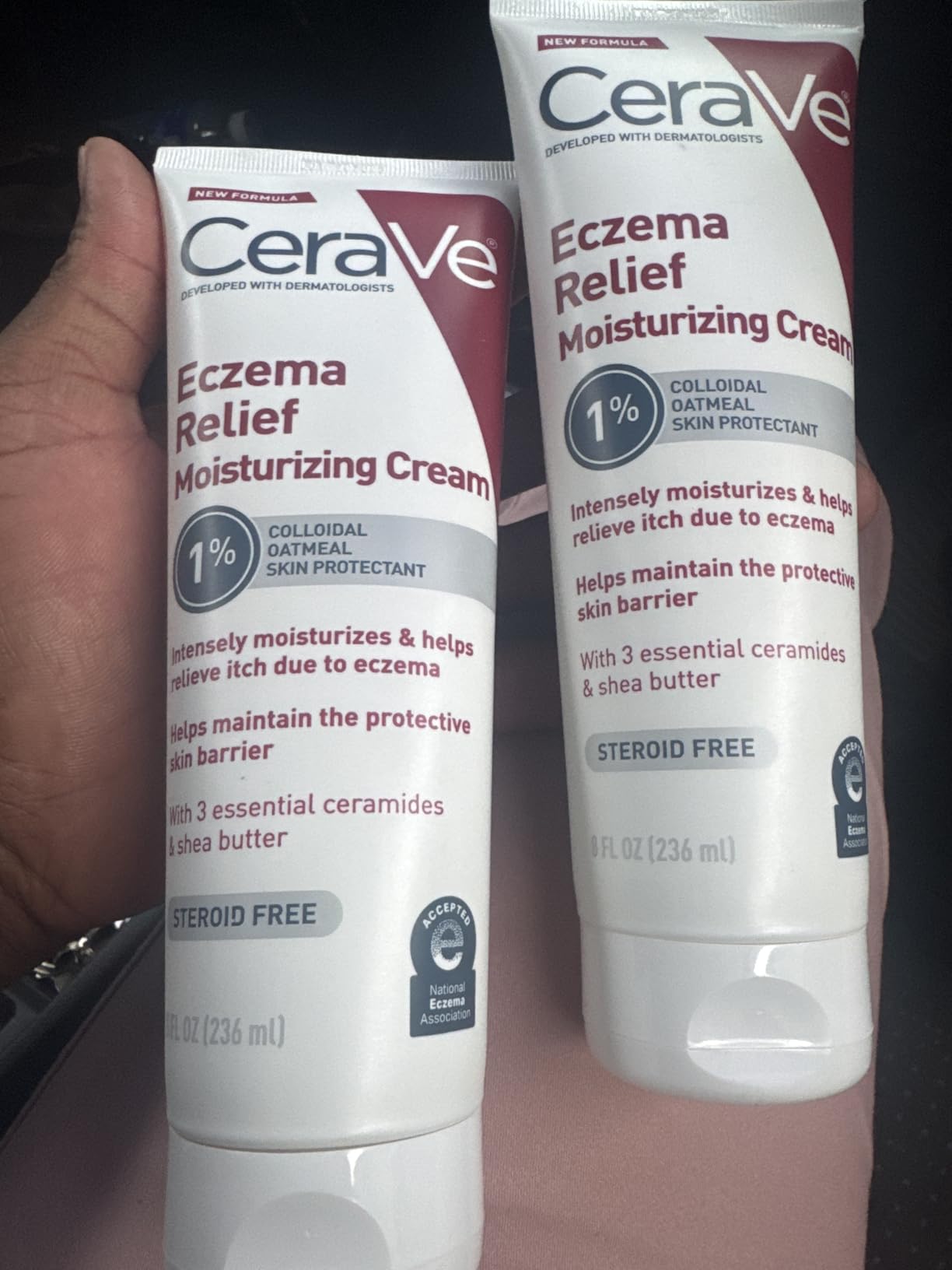 CeraVe Eczema Relief Moisturizing Cream with Colloidal Oatmeal, Shea Butter & Vitamin E For Dry Skin & Itchy Skin Relief, Steroid Free & Paraben Free, 8oz