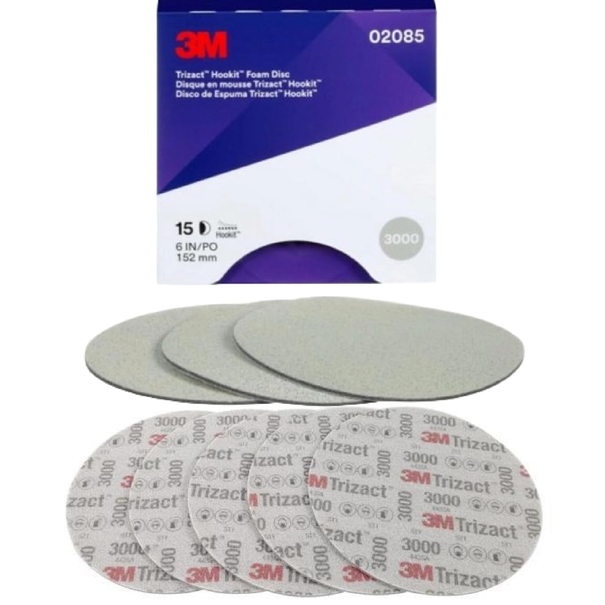 3-M 02085 P3000 Foam Disc Sanding Paper - Reduce Compounding Time - Consistent Cut & Long Life - Versatile Attachment for Quick Changes - Wet/Dry Use