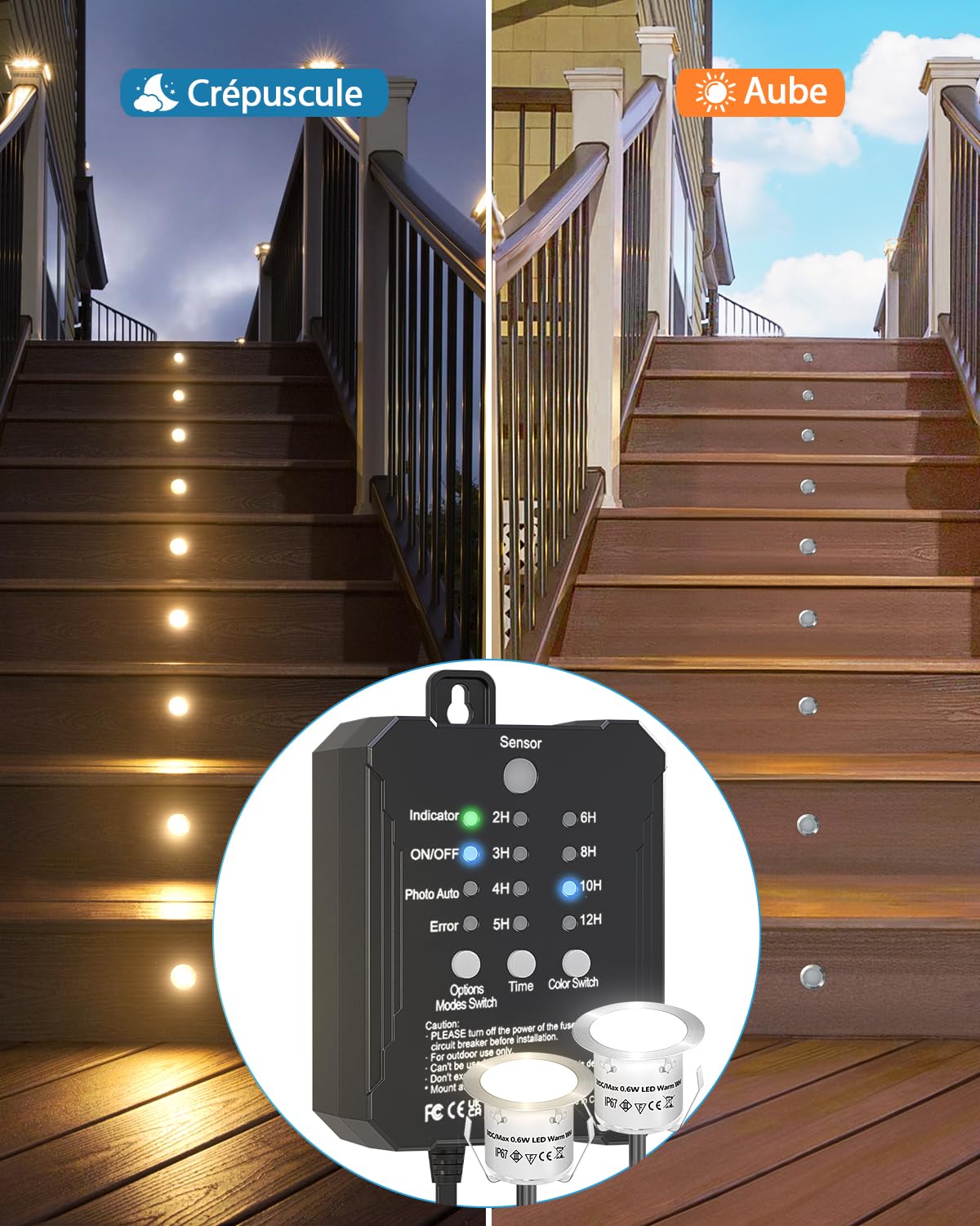 HIBOITEC 10Pcs 3 Couleur Spot LED Encastrable Extérieur avec Transformateur