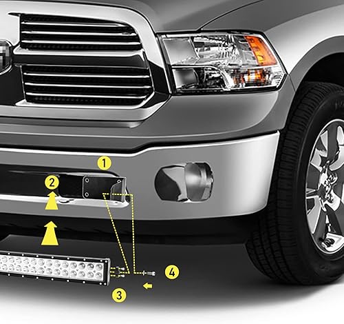 Miniatura 3 de XJMOTO Soportes de montaje de parachoques ocultos delanteros inferiores compatibles con barra de luz LED curvada de 40 pulgadas compatible con