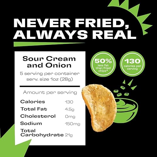 Miniatura 5 de Popchips Papas fritas, crema agria y cebolla, bolsas para compartir de 4 unidades, 5.0 onzas, bajas en calorías y sin gluten, aperitivos saludables