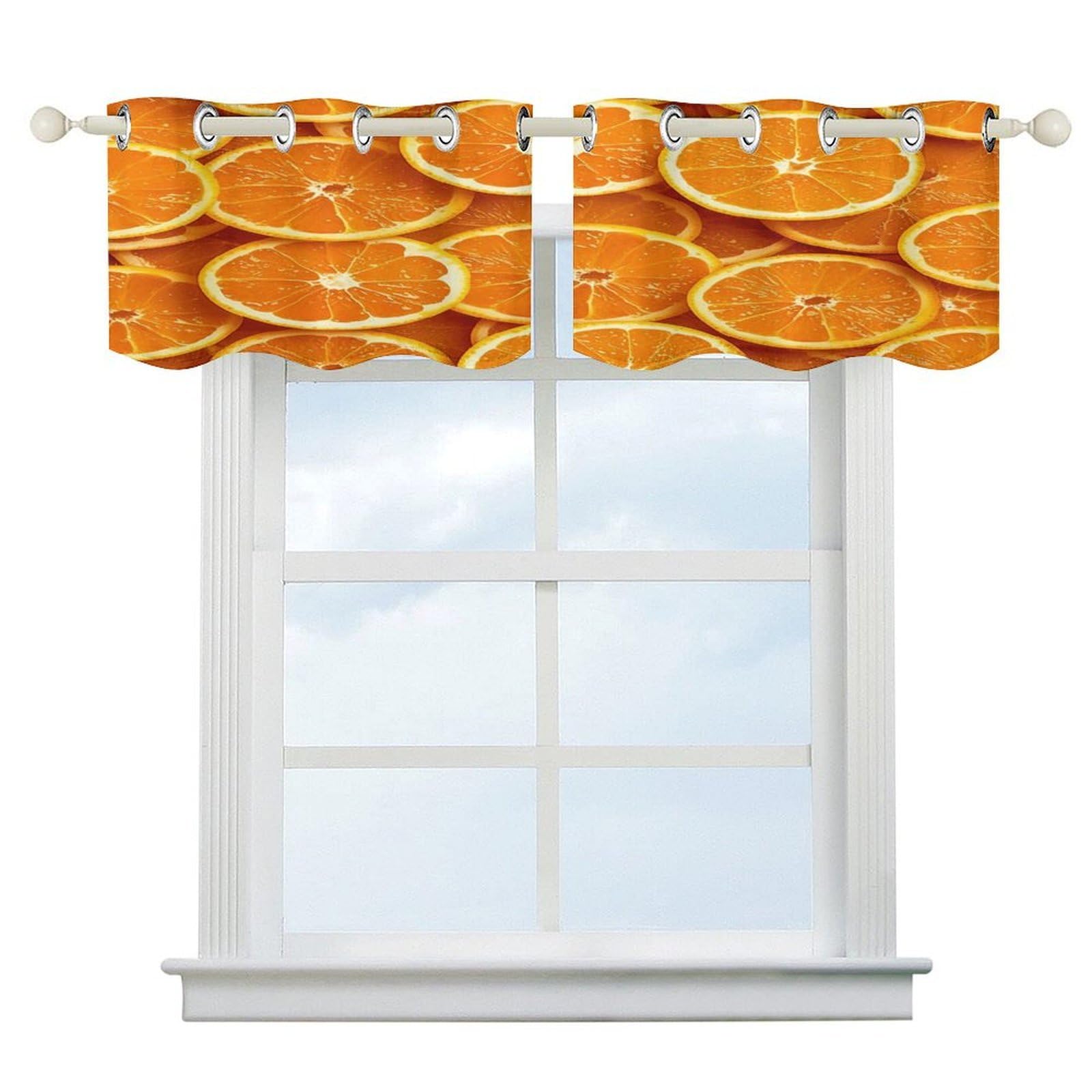 Fekiloot Style Orange Slices Short Curtains Valance Curtain
