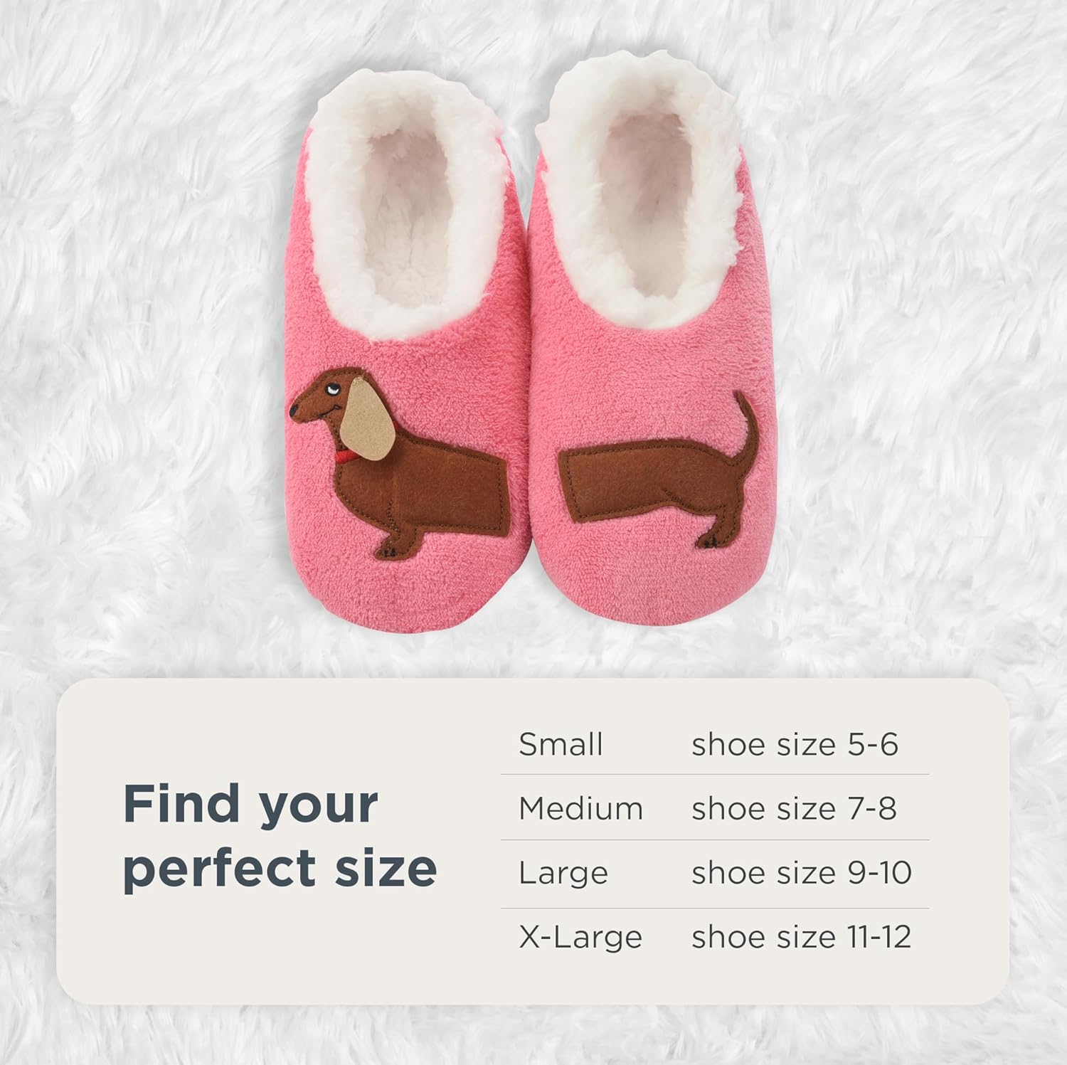 Snoozies Dachshund Slipper Socks for Women, Weiner Dog Gifts and Fun House Slippers, Soft Sherpa Lining, Cute Animal Slippers - Image 5