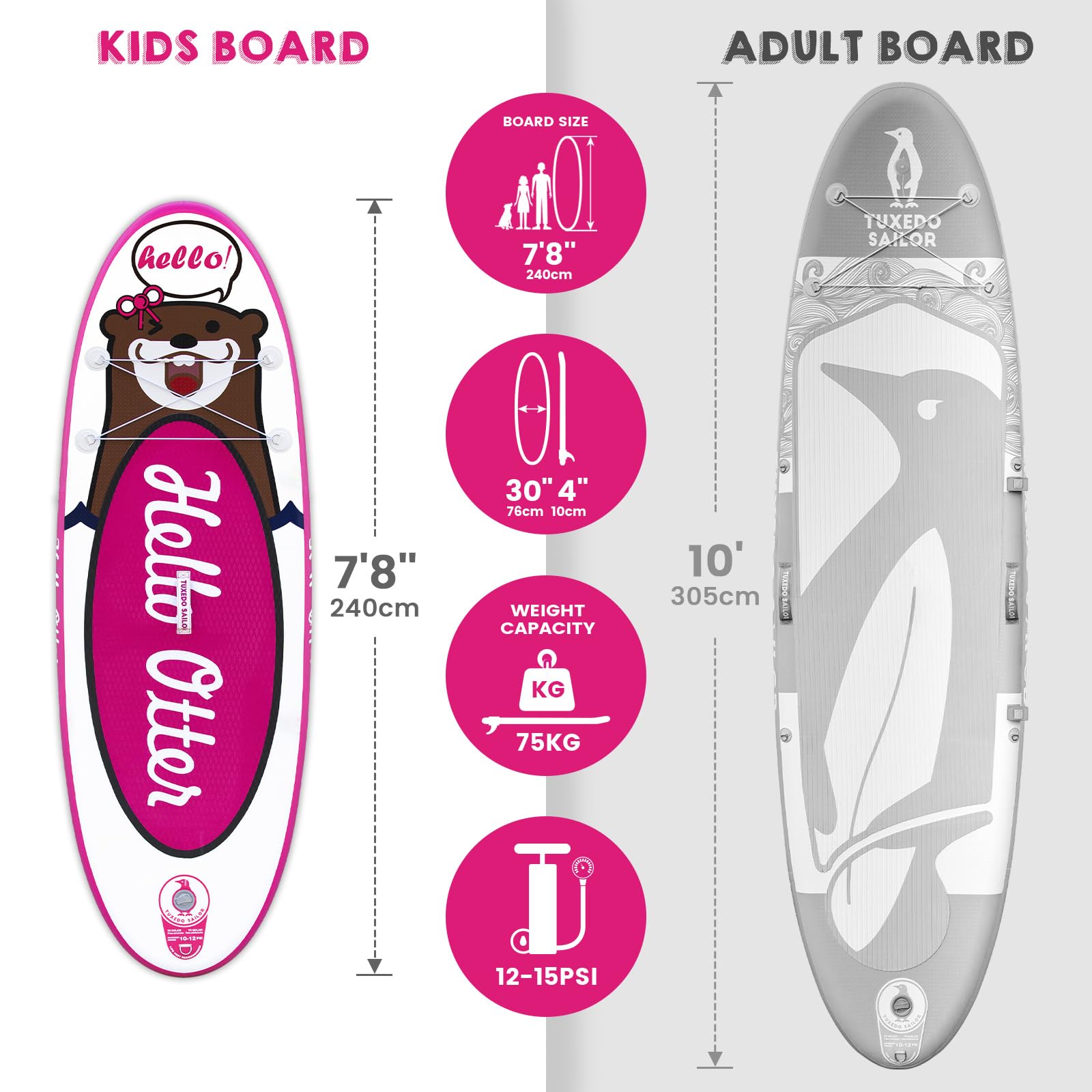 Tuxedo Sailor Stand Up Paddle Board Aufblasbares SUP Board Stand-Up Paddling mit Premium Zubehör, Paddle Board für Erwachsene und Jugendliche