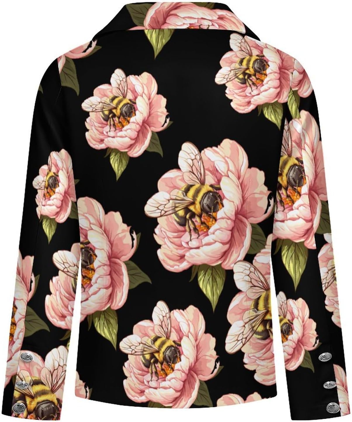 Bees Flowers Women's Blazer Long Sleeve Suits Business Casual Blazers Jackets Lapel Open Front Suit