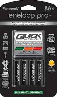 Panasonic K-KJ55KHC4BA Advanced 4 Hour Quick Battery Charger with 4AA eneloop pro High Capacity Rechargeable Batteries