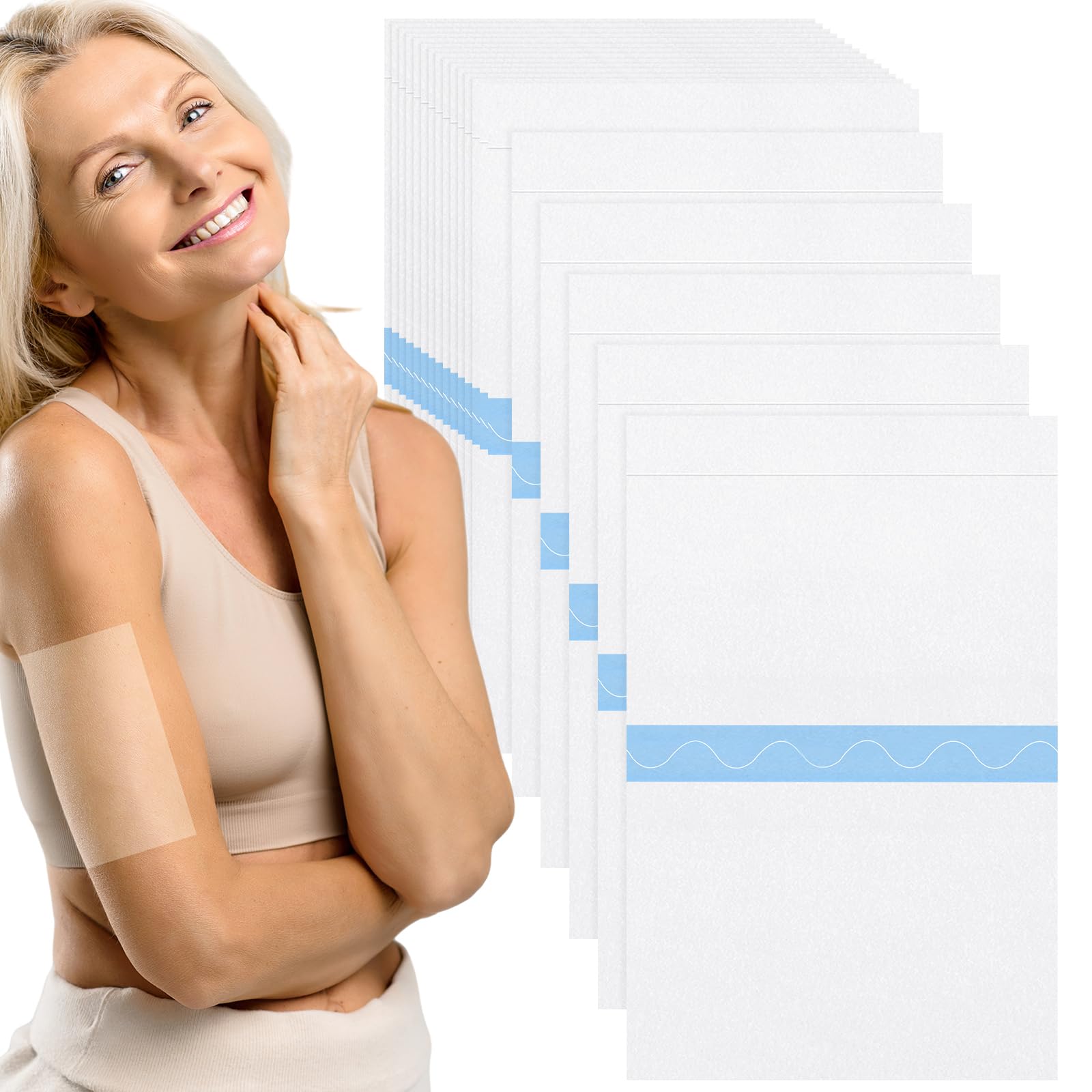 Maitys 30 Pcs Arm Lifts Tapes 5 x 7 inch Invisible Waterproof Thigh Transparent Cellulite Adhesive Body Tape for Women Skin Lifting Arm