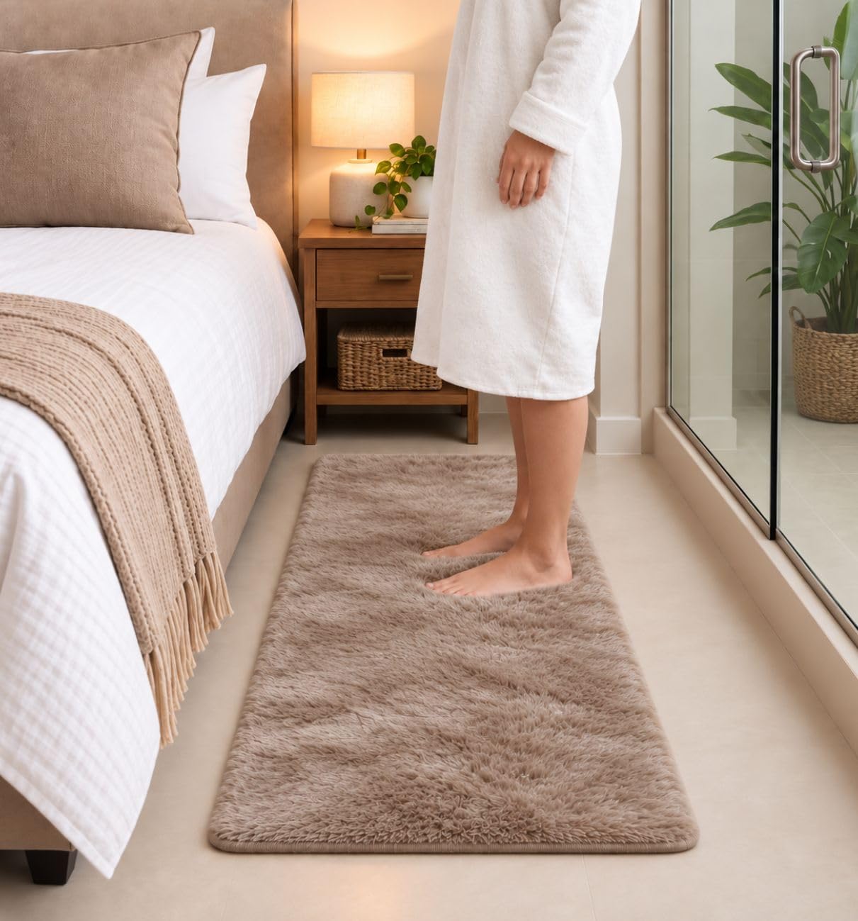 Faux Rabbit Fur Runner Rug - Soft Bedroom Decor -5