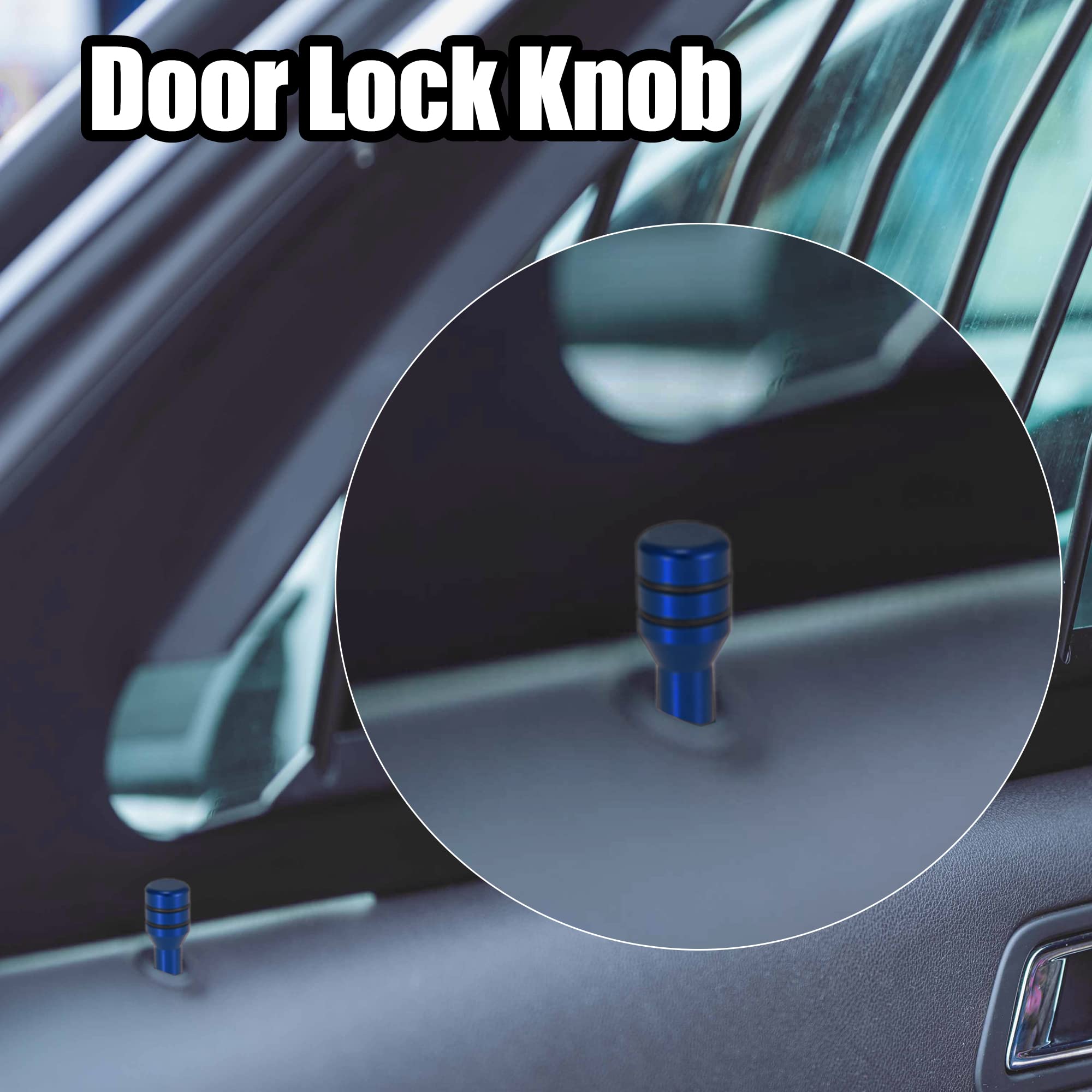 Car Door Lock Knob Pins - Blue Aluminum Alloy -2