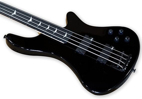 4 String Black Fretless Electric Bass, Bolt-on Maple Neck, Poplar Body