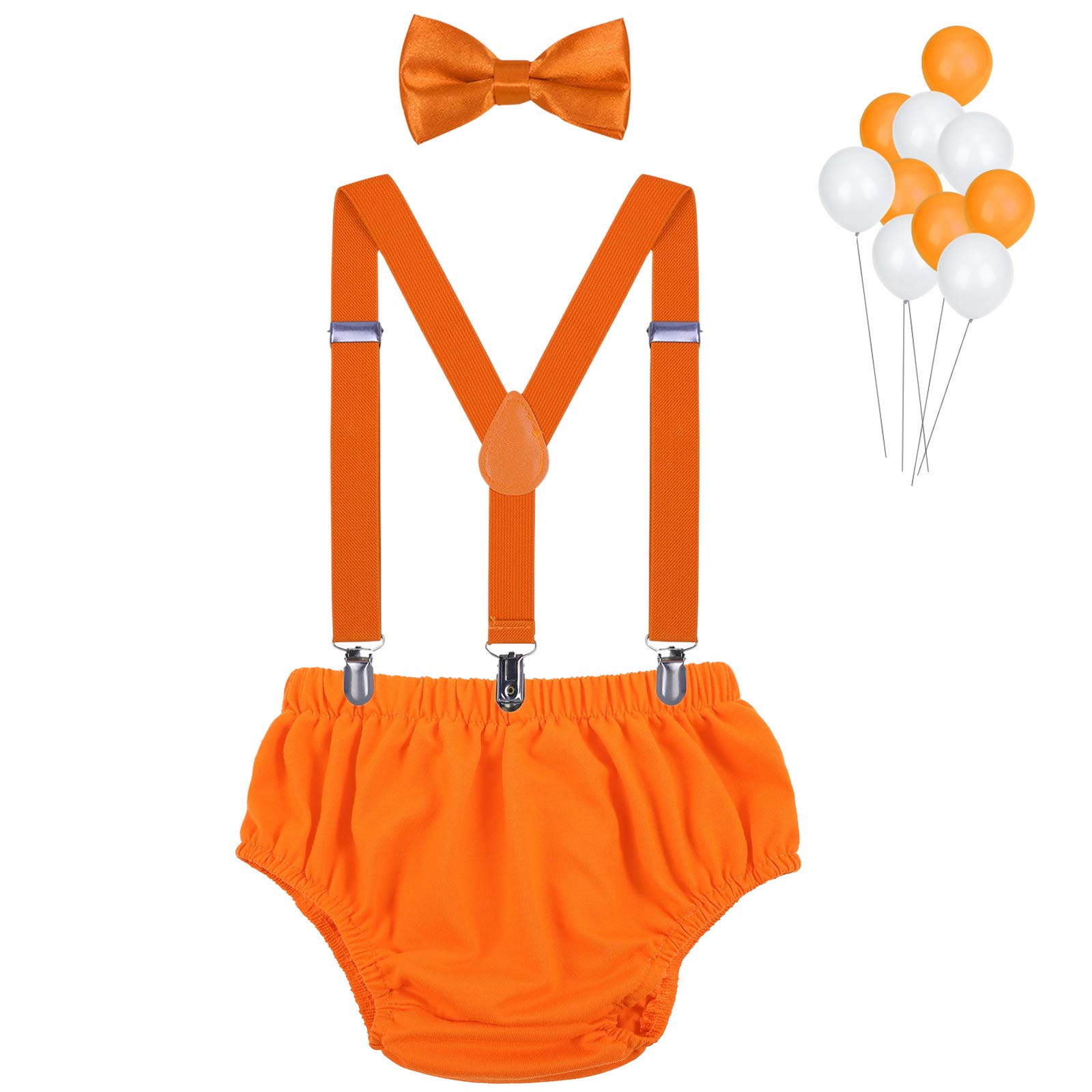 LevaoBaby Boys First Birthday Cake Smash Outfit Bloomers Bow Tie Suspenders Set Fishing Party Diaper Cover by LEVAO