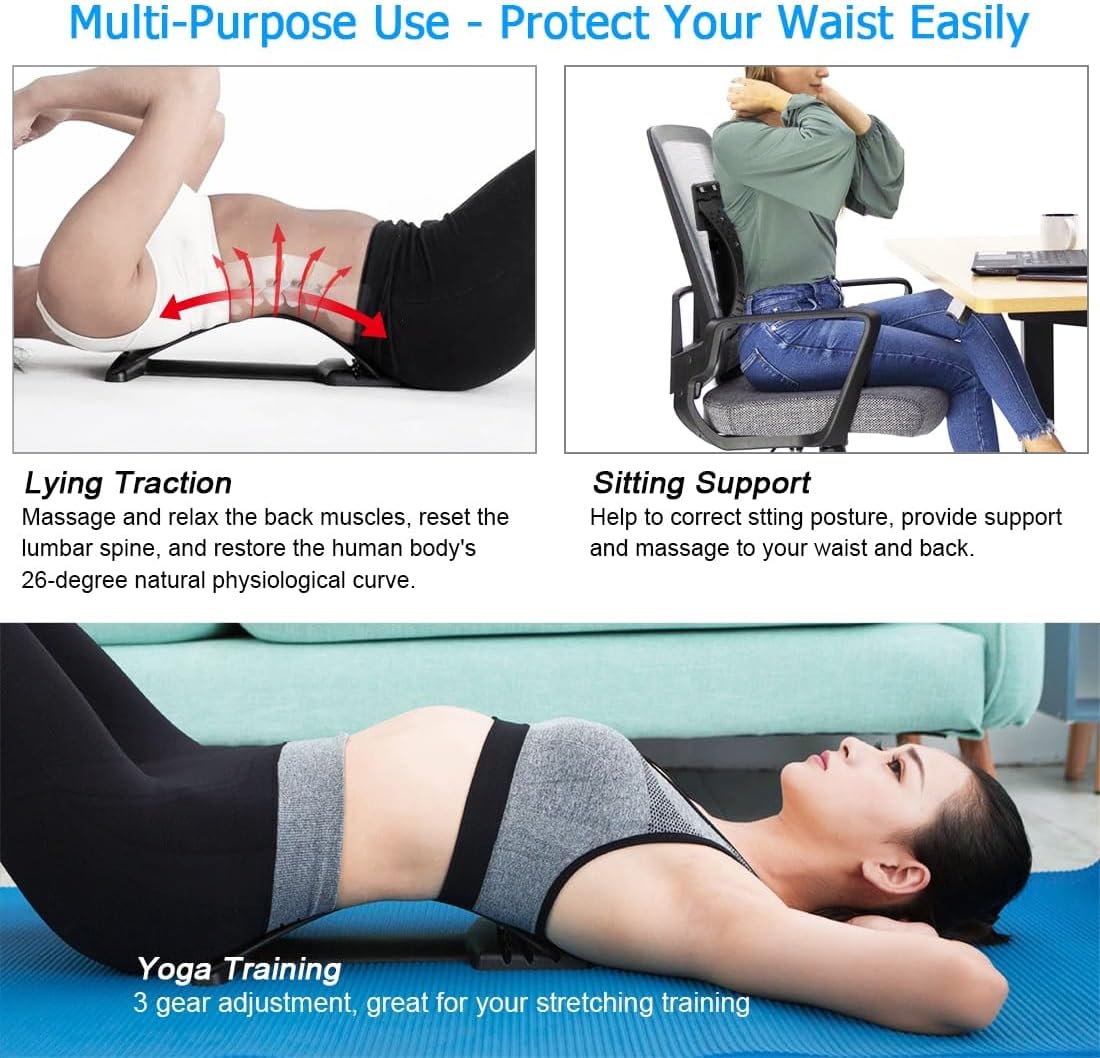 HONGJING Back Stretcher, Back Cracker for Back Pain Relief Lumbar Traction Spine Deck with Acupressure Massage, Great for Herniated Disc, Sciatica, Scoliosis