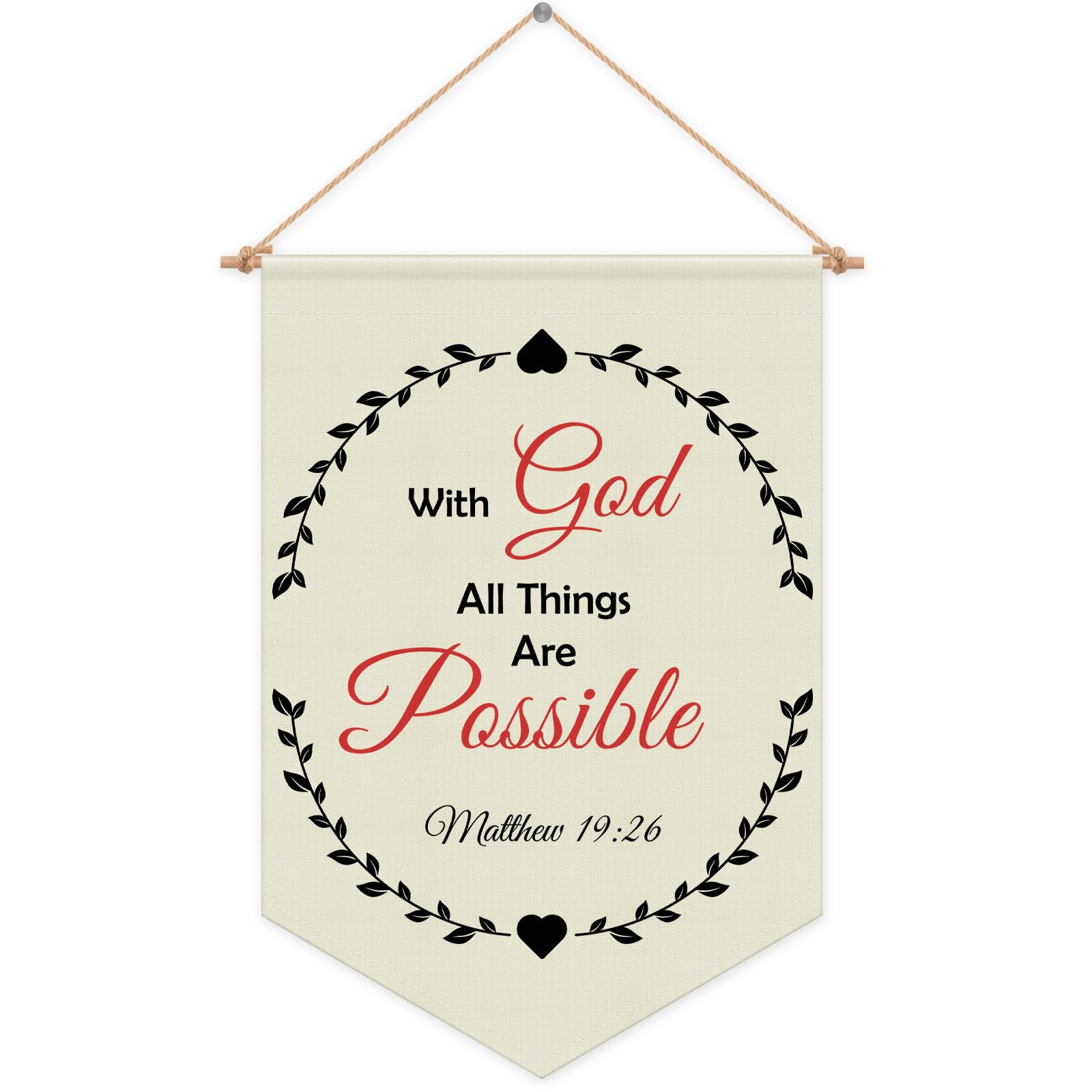 Inspirational Banner Gift Hanging Pennant Flag Christian Banner Bible Scripture Wall Decor for Nursery Banners Classroom Banners Bedroom Motivational Wall Sign Decor Christmas Birthday Gift Linen