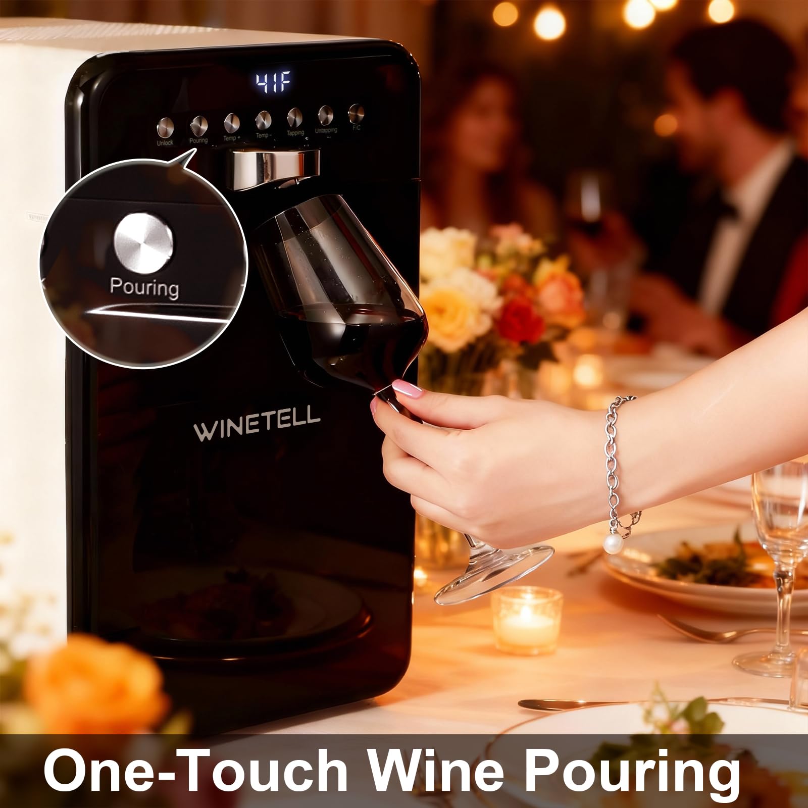 Sistema de conservación de vino - Ahorro y dispensador de vino con control de temperatura ajustable, conserva la frescura y el sabor del vino, para el hogar, la oficina y el hotel, sin