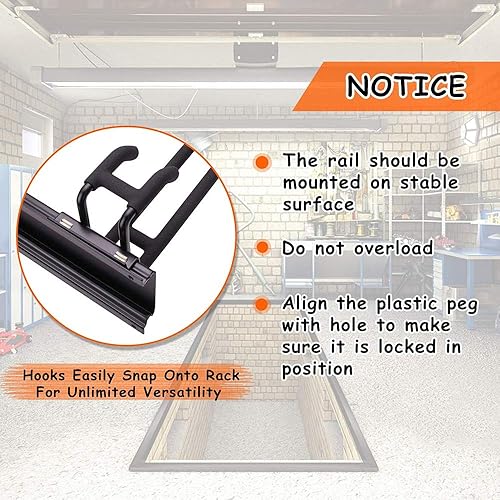 Miniatura 6 de Ultrawall Estante de esquí montado en la pared de 24 pulgadas, soporta hasta 300 libras, acero recubierto de polvo con revestimiento de goma,