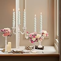 Vista 5 de Velas cónicas en espiral sin perfume, color blanco, 4 velas trenzadas de 7.5 pulgadas, hechas a mano, para cena, boda, decoración del hogar