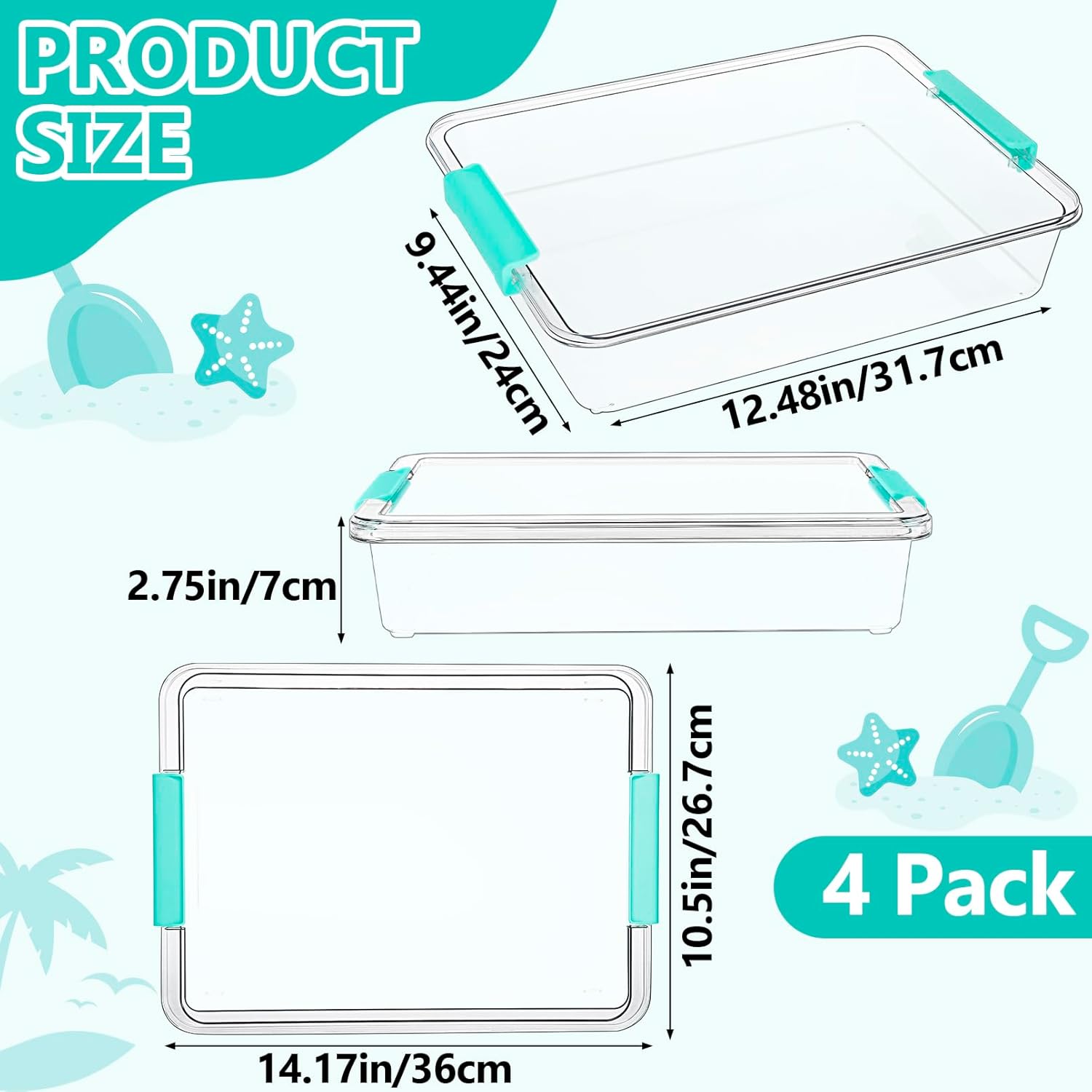 Jeffbaubl 4 Pack 6 Qt Plastic Storage Bins with Lids, Clear Plastic Bins Art Supply Storage Organizer, Arts Crafts Organizing Containers, Stackable Art Containers for Home Office Supplies