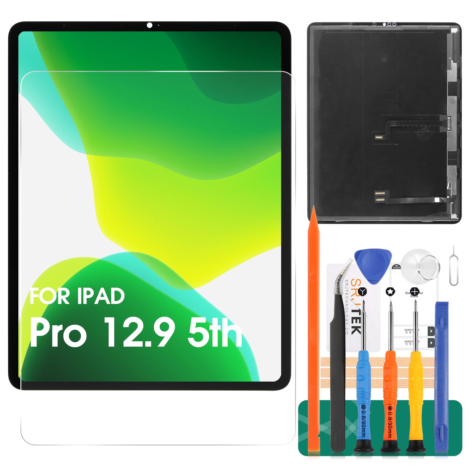 For iPad Pro 12.9 5th 2021 Screen Replacement For iPad Pro 12.9 6th 2022 LCD Display Touch Screen Digitizer Assembly Repair Kit (Black)