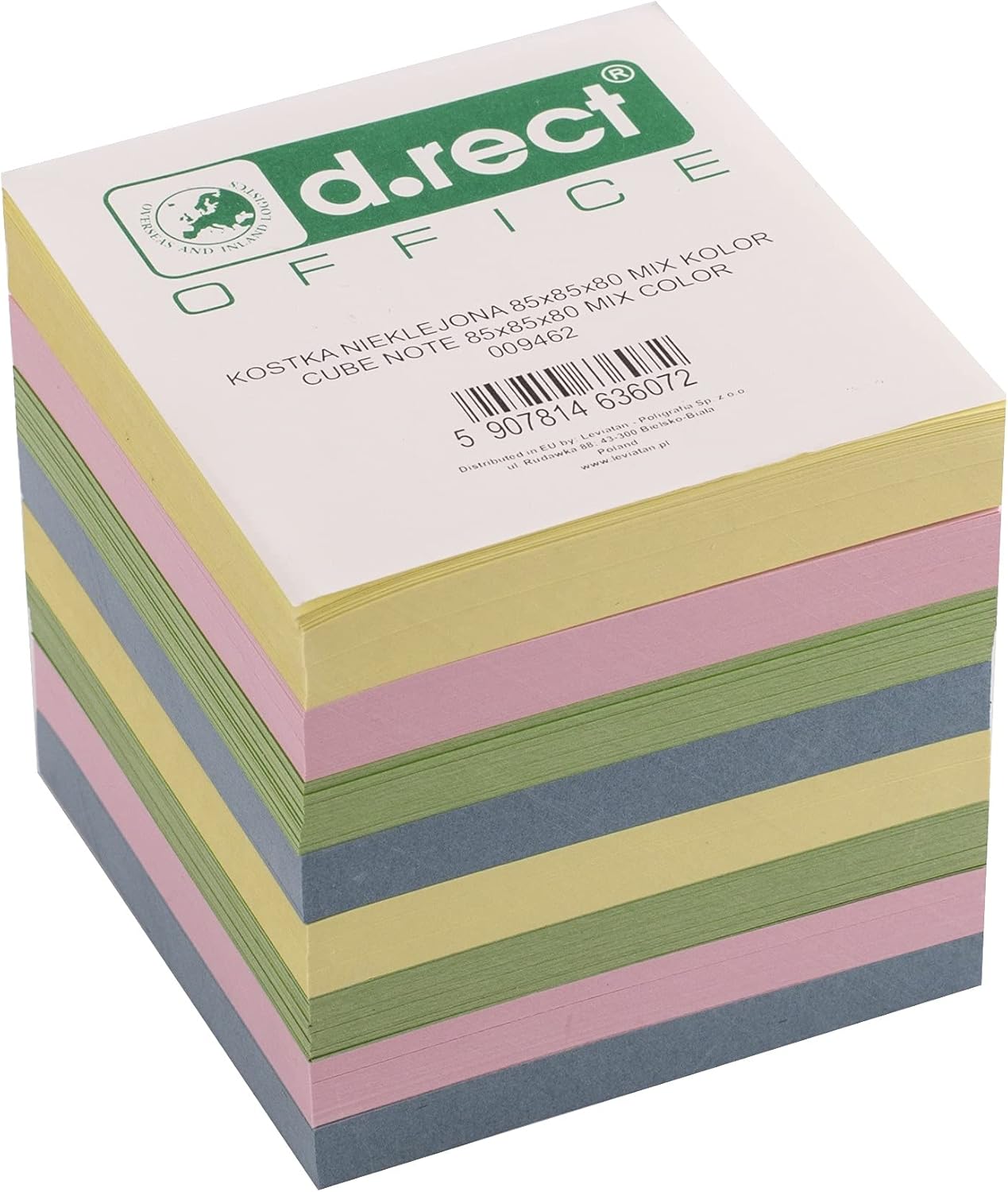 D.RECT Note Block 85x85x80mm Notepad Replacement Paper for Note Box, 750 Sheets Pastel Colours - Cube Note Box, Non Sticky Notes, Small Writing Paper - Memo Block for School Office Home 3