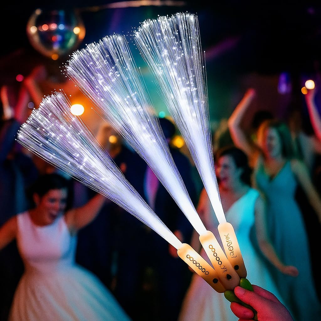 40 Pack Custom Text Light Up Fiber Optic Wands with 3 Light Modes for Parties, Personalized Sparkler Sticks for Wedding, Birthday, Carnival, New Year, Persolized Party Favor for Any Occasion