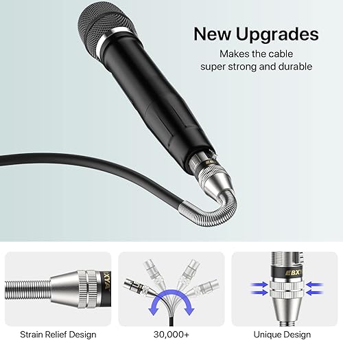 Miniatura 4 de EBXYA XLR Cables 20 pies 4 paquetes, XLR macho a hembra equilibrado 3 pines metal resorte micrófono cable compatible con mezcladores, altavoces,