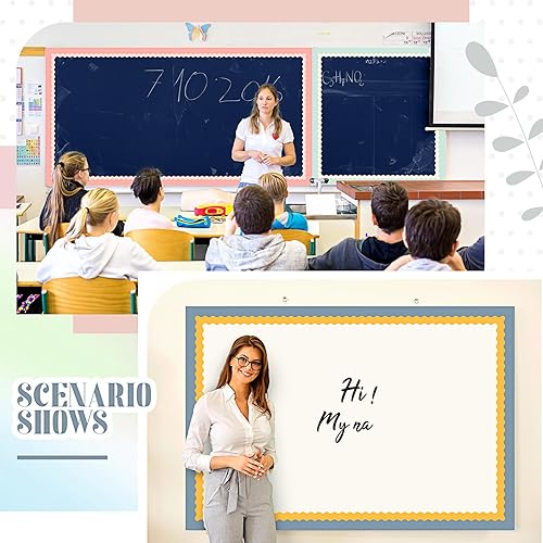 Miniatura 6 de TaoBary 6 rollos de tableros de anuncios de invierno de 196.8 pies, borde festoneado, decoración de tablón de anuncios para la escuela, pizarra