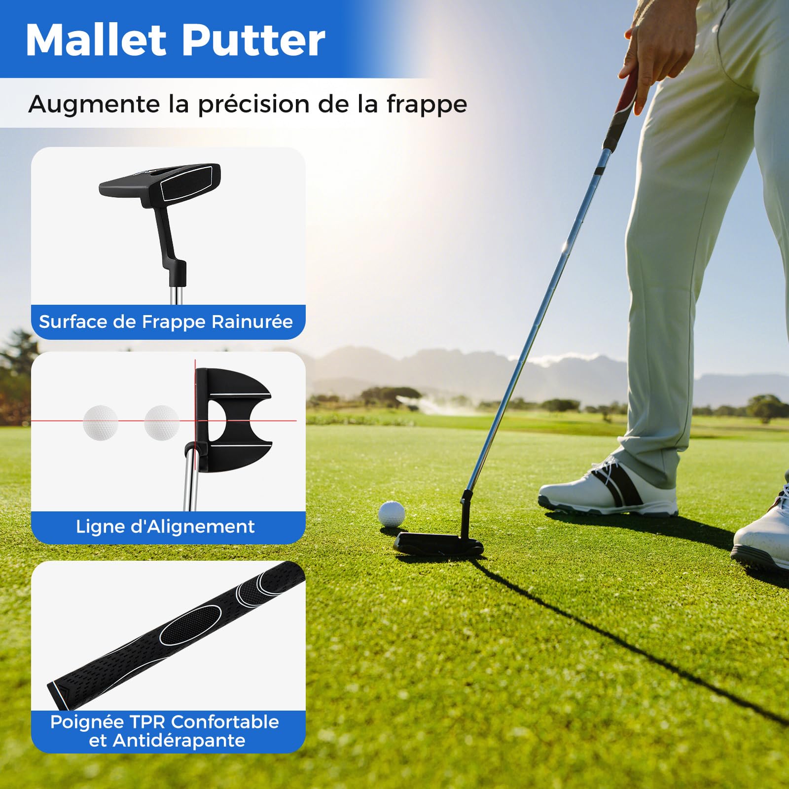COSTWAY Ensemble de Golf 9 Clubs de Golf Ensemble Complet pour Débutant avec Sac Trépied pour Homme