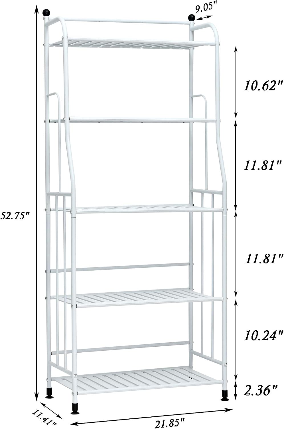 EXQ 5-Layer Metal Iron Sheet with Strong Load-Bearing Multi-Function Storage and Storage Rack Matte White (21.85Lx11.41Wx52.75H)