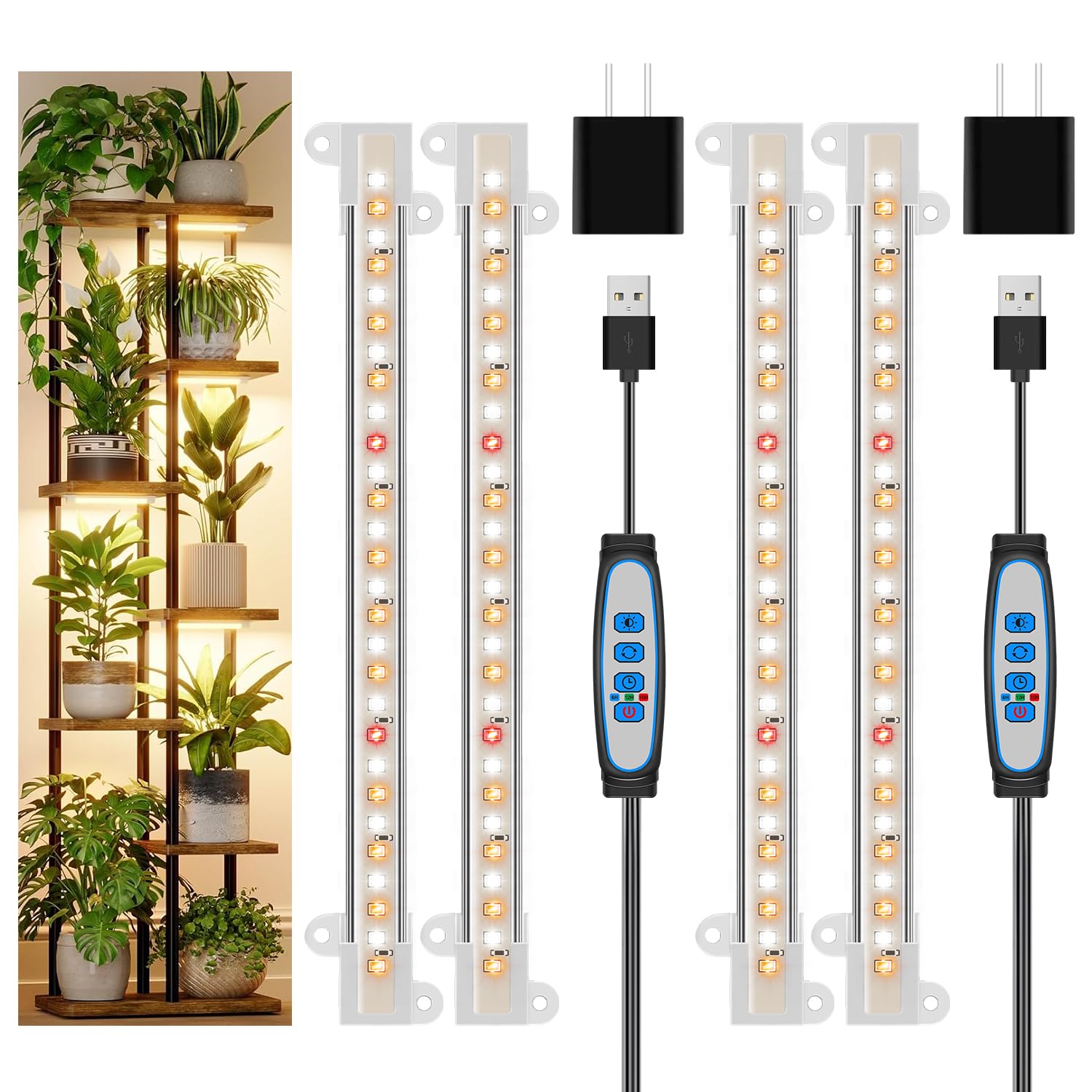 Photo 1 of Wiaxulay 8 inch Grow Lights for Indoor Plants, 112 LEDs Full Spectrum Grow Light Strip, Under Cabinet Grow Lamp with Auto Timer 6/12/16 Hrs, 3 Lighting Mode, Ideal for Plant Stand, Shelf, 2 Pack