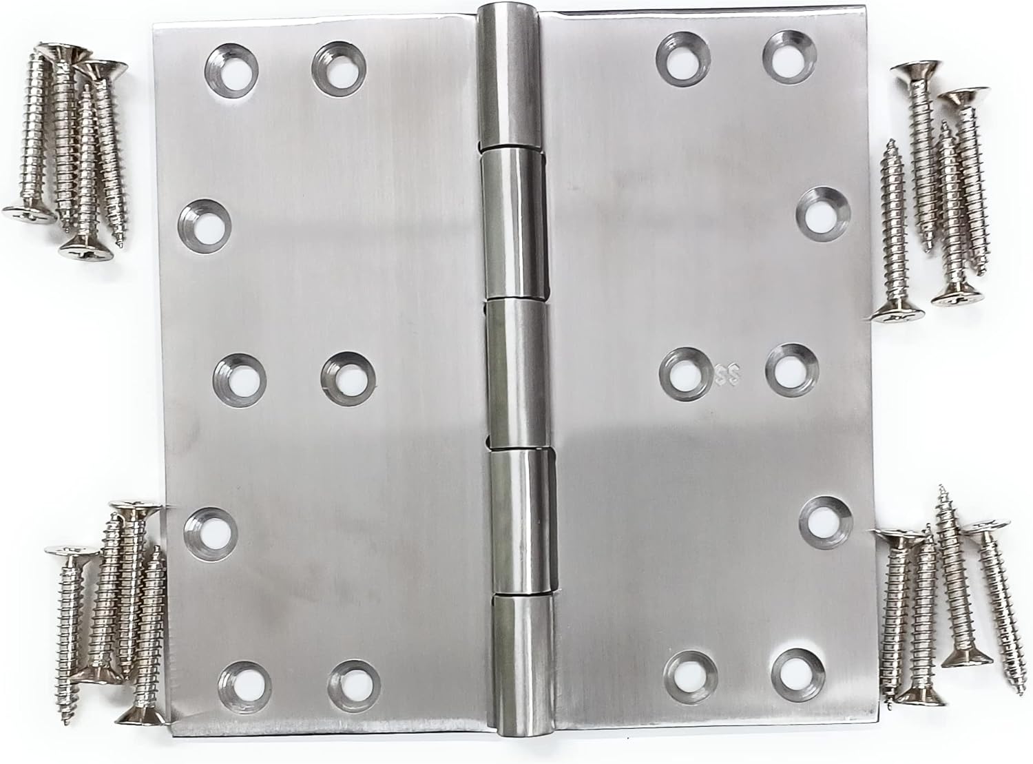SSISKCON 6 inch x 5 Inch Wide Throw Stainless Steel Door Butt Hinge with 16 Screws Heavy Duty Series (Pack of 1)