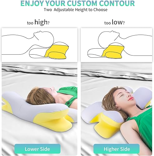 Miniatura 7 de Almohada cervical para el cuello, almohada ortopédica ergonómica de contorno para aliviar el dolor de cuello y hombros con funda de almohada de