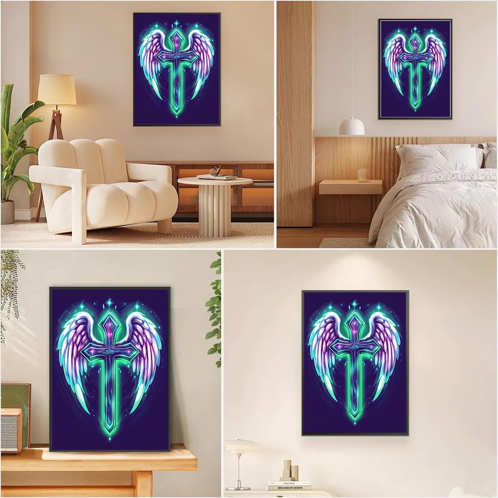 Diamond Painting Erwachsene Kreuzen 5D Diamond Painting Flügel Muster DIY Set Erwachsene Anfänger, Vollbohrer Diamanten Malerei Kreuzstich Bastelset für Zimmer Wand Deko Schlafzimmer 60x90cm,Model848