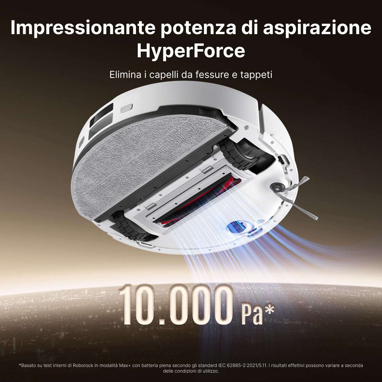 roborock Q10 X5+ Robot Aspirapolvere, 10.000 Pa HyperForce, doppio sistema anti-groviglio,tecnologia reattiva per evitare gli ostacoli,doppia spazzola antigroviglio,bianco - Vista 5