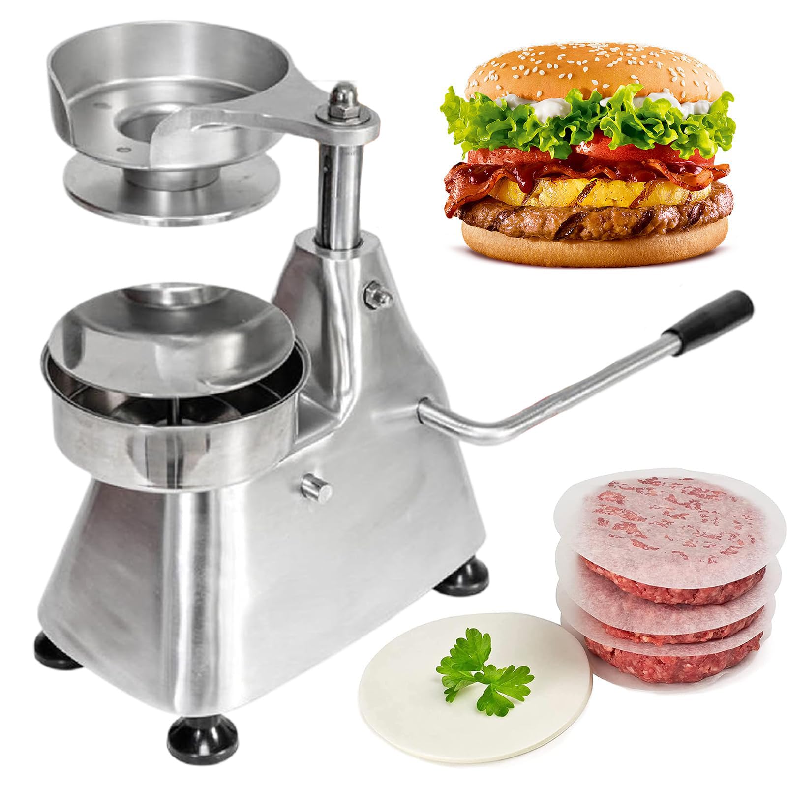 Handelsübliche Burger-Patty-Maschine, manuelle Burgerpresse für 4/5/15,2 cm Patties, robuste Burgerpresse für Grill, gefüllte Burger, Rinderburger, 100 mm