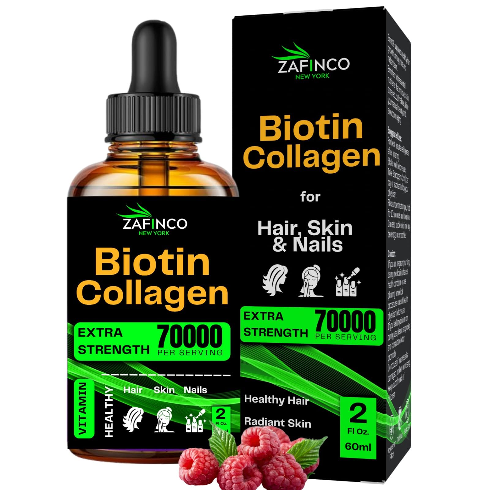 Liquid Biotin Collagen Drops - 70000 mcg Extra Strength Biotin Drops supports Anti-Aging Hair Growth Glowing Skin Nail