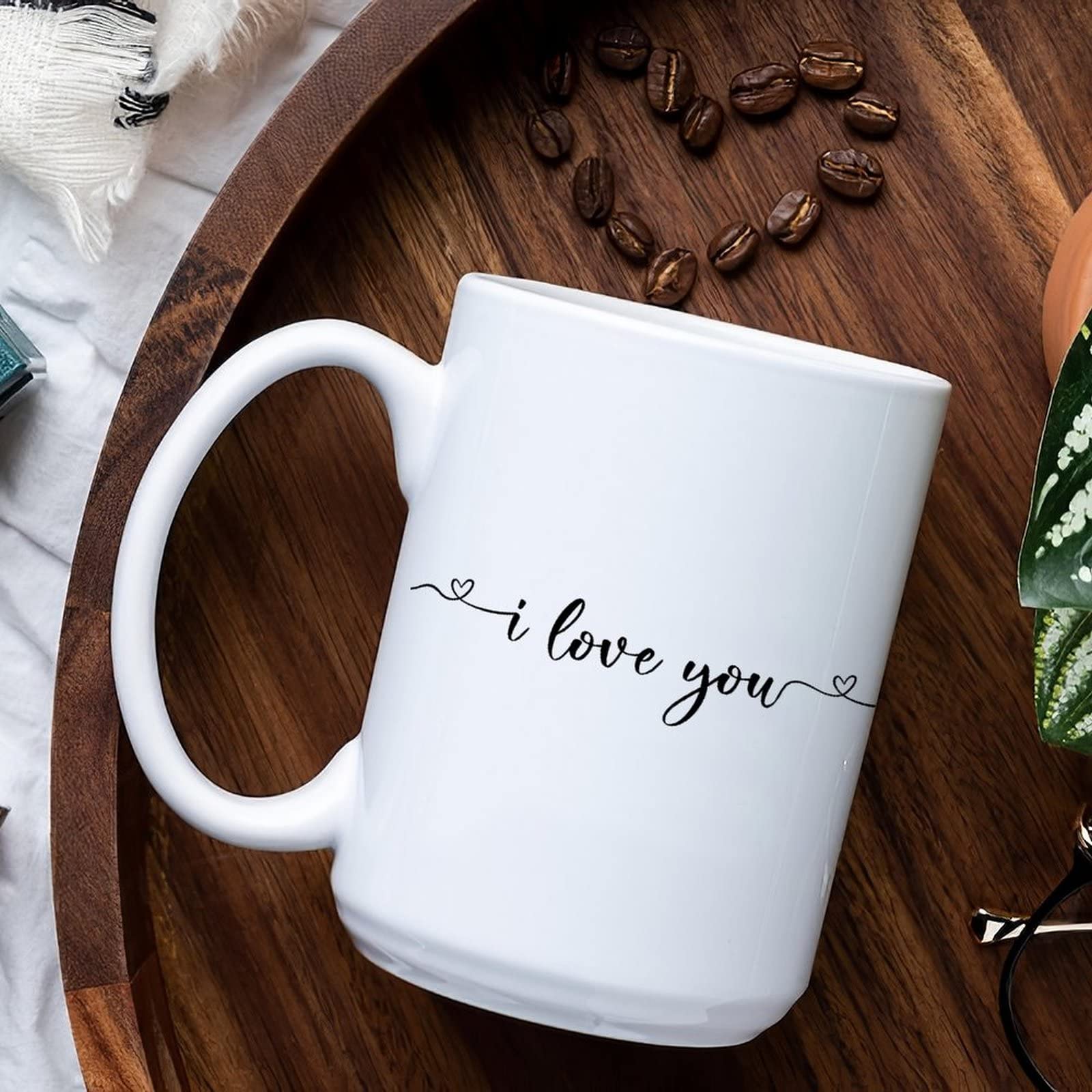 DPgUfPV Tasse à Café En Céramique Blanche « I Love You More » Avec Inscription